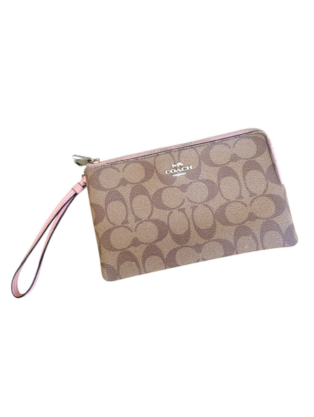Coach Double Zip Wallet in Signature Canvas Wristlet